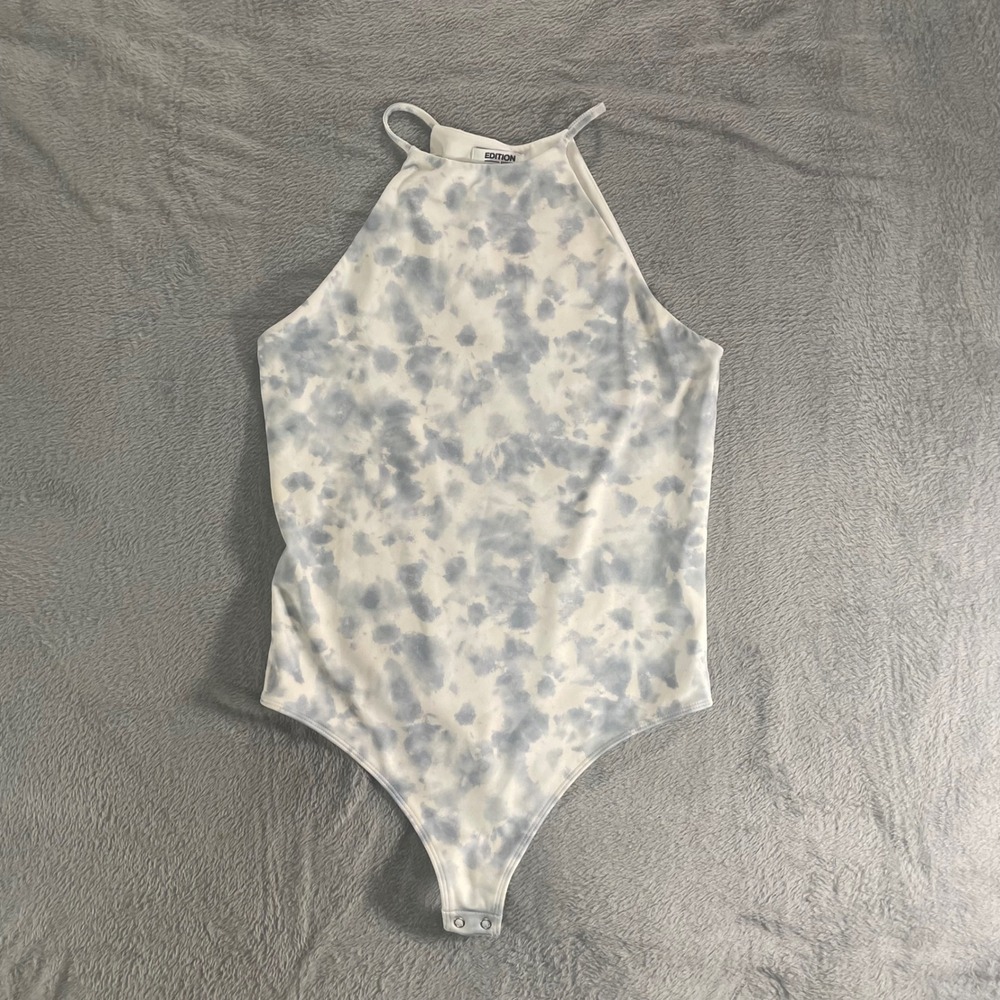 Edition Express Women‎ Blue Tie Dye Halter Neck Bodysuit M